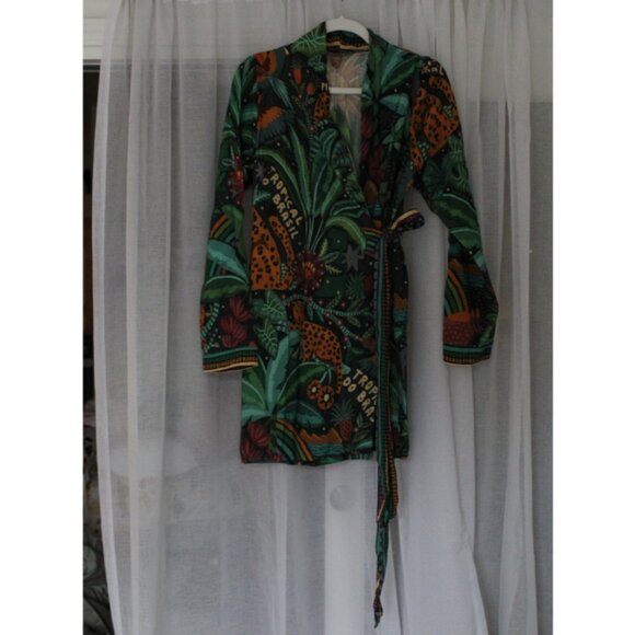 NWT FARM Rio Floral Print Mini Dress – Green Size M - Picture 1 of 9